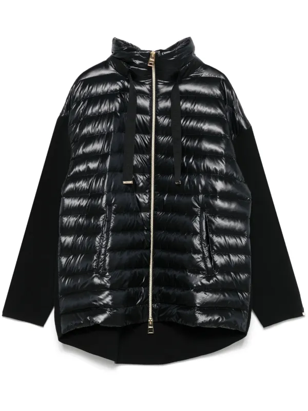 *人気* HERNO パネルニットダウンジャケット Herno ニットパネル パデッドジャケット | ブラック | FARFETCH JP