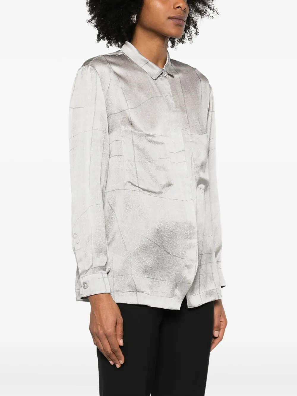 Giorgio Armani Blouse met abstracte print Grijs