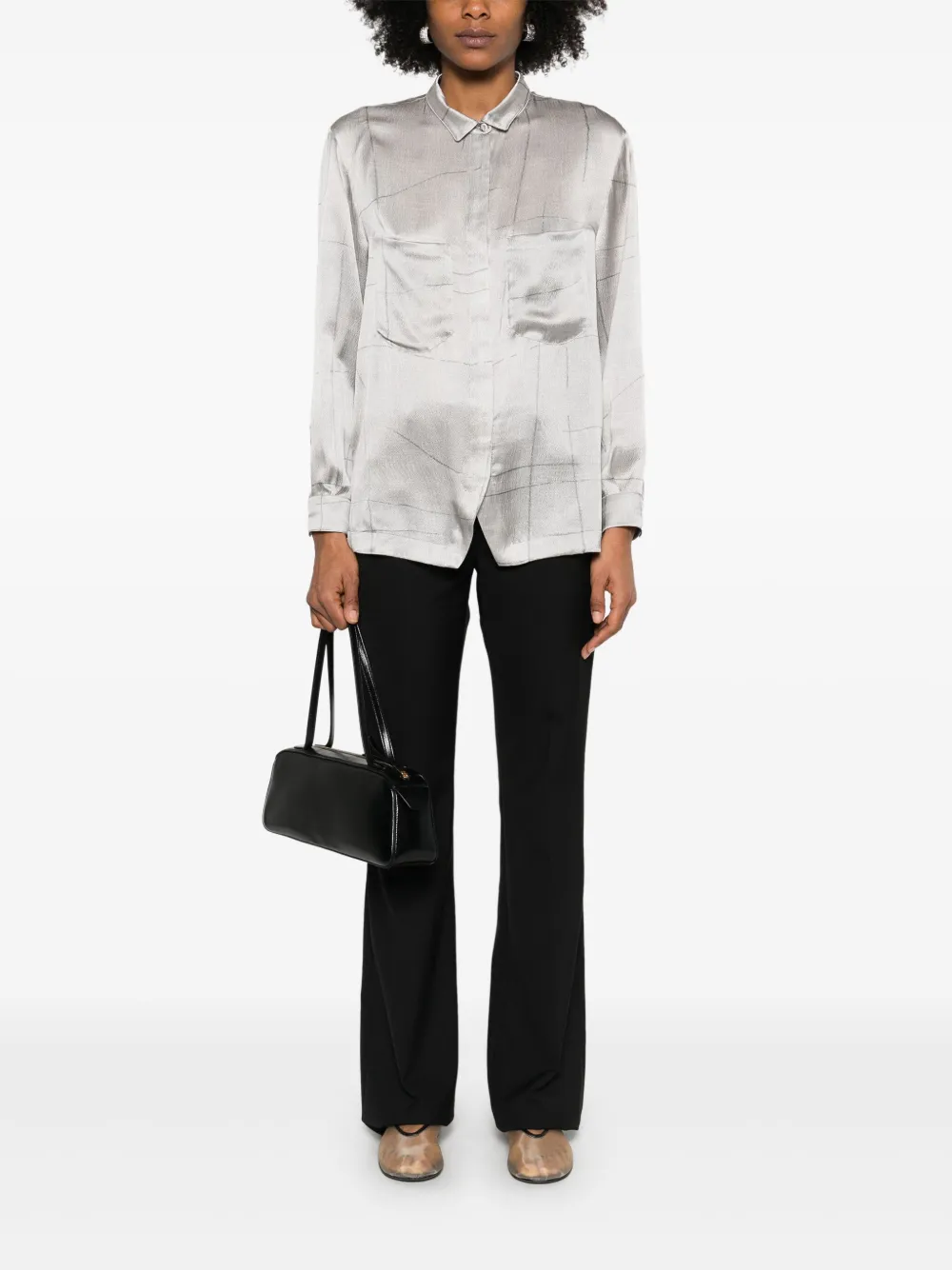 Giorgio Armani Blouse met abstracte print - Grijs