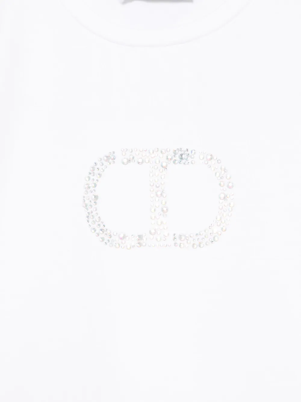 TWINSET Kids Oval T-shirt met stras Wit