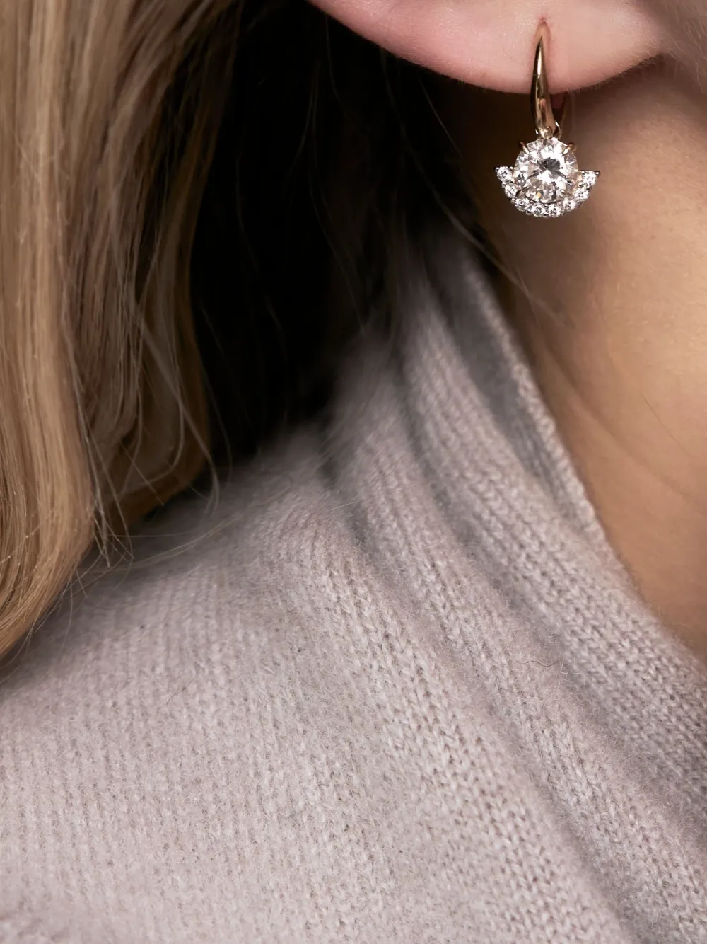 LIBBY 14K黄金钻石耳环