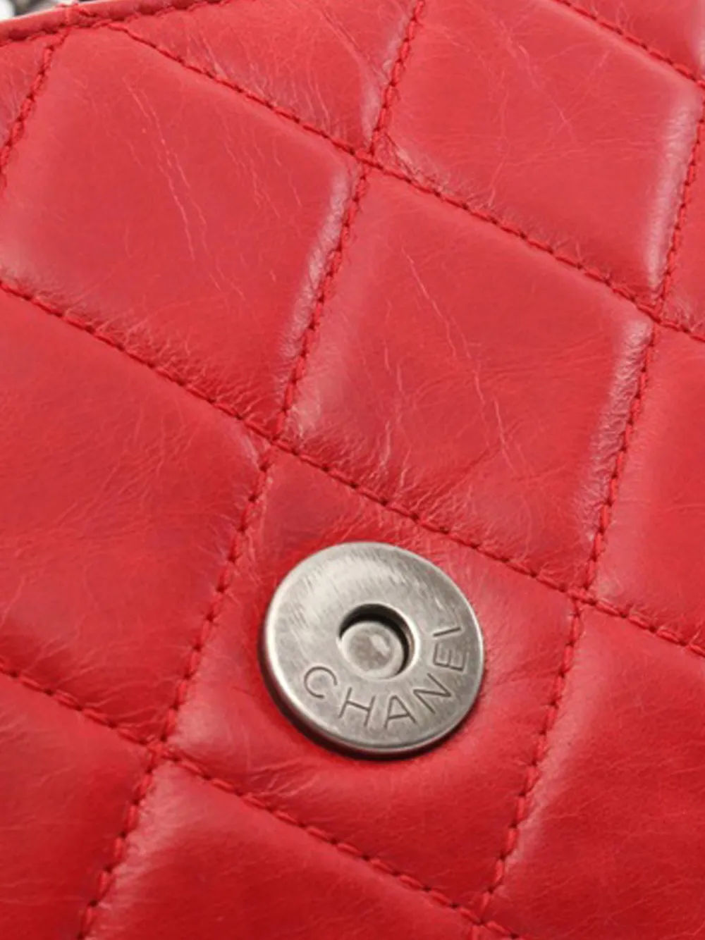 CHANEL Pre-Owned 2013-2014 CC Frame Flap crossbodytas van verweerd kalfsleer met ketting - Rood