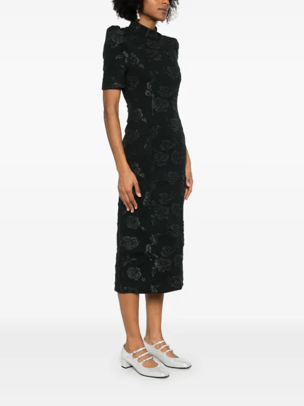 ROTATE BIRGER CHRISTENSEN Jacquard Midi Dress | Black | FARFETCH