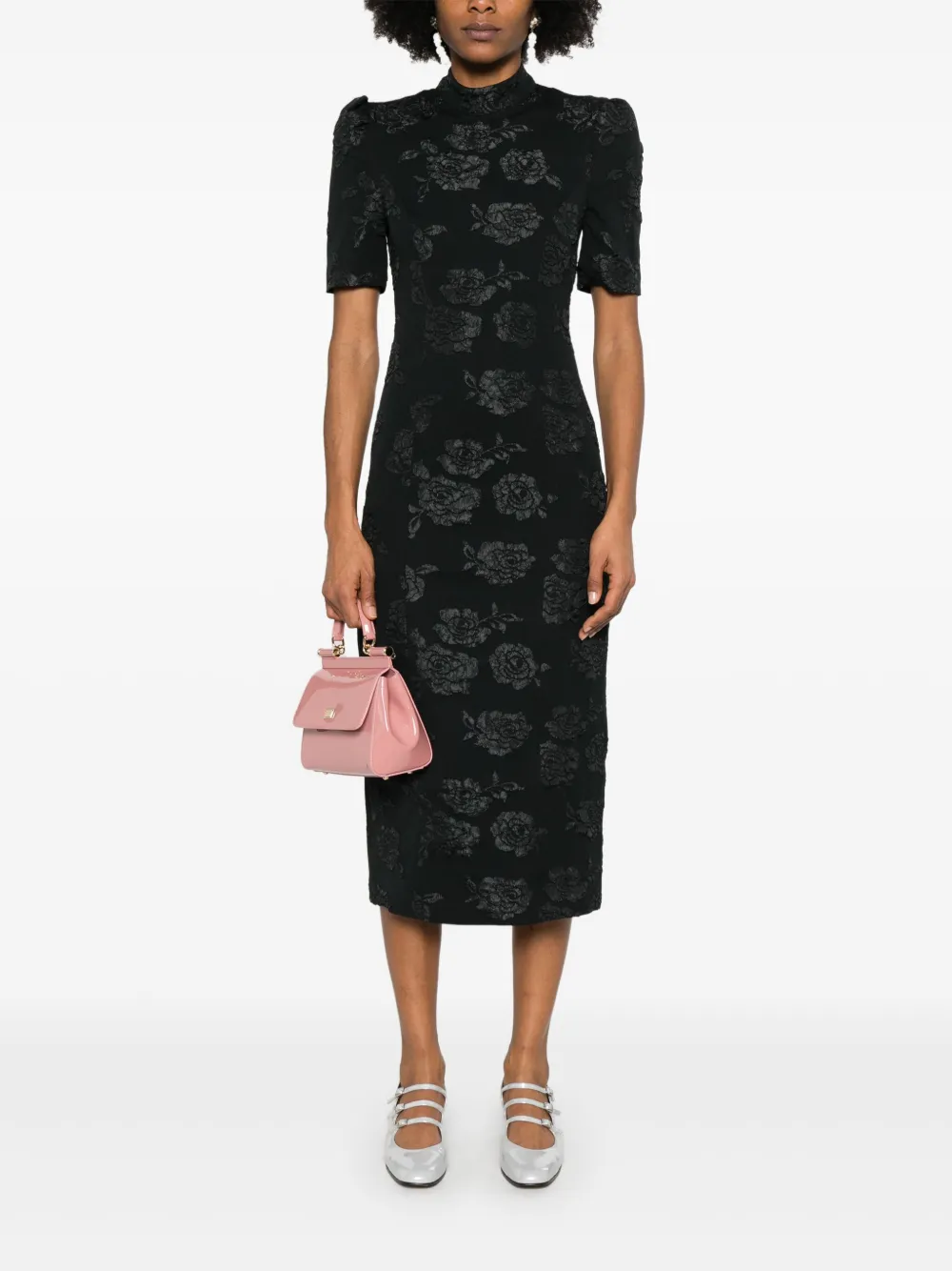 ROTATE BIRGER CHRISTENSEN Midi-jurk met jacquard - Zwart