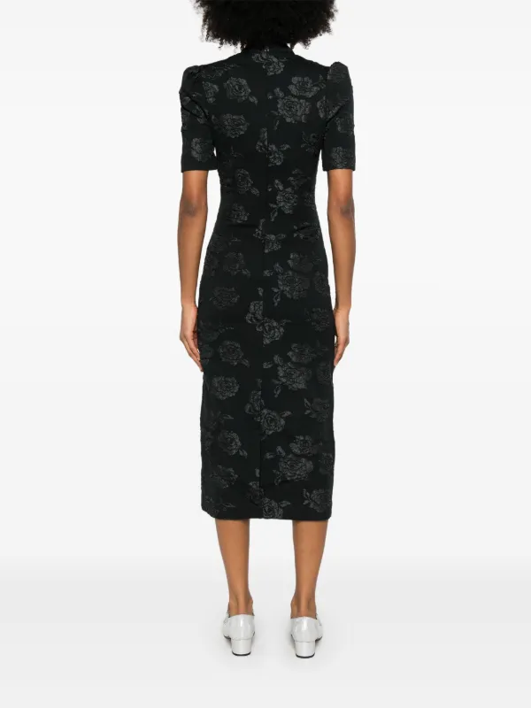 ROTATE BIRGER CHRISTENSEN ワンピース Jacquard midi 902242 Rotate Multicolour Jacquard Midi Dress Black Print