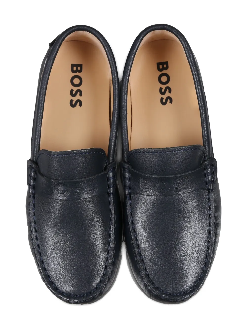 BOSS Kidswear Leren loafers Blauw