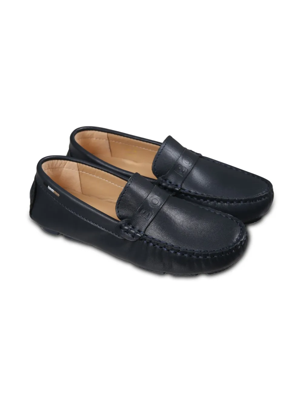 BOSS Kidswear Leren loafers Blauw