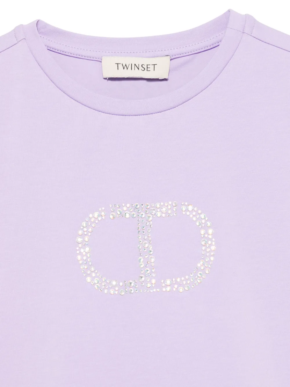 TWINSET Kids Oval T-shirt met stras Paars