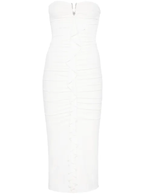 NISSA vestido midi con detalle de volantes