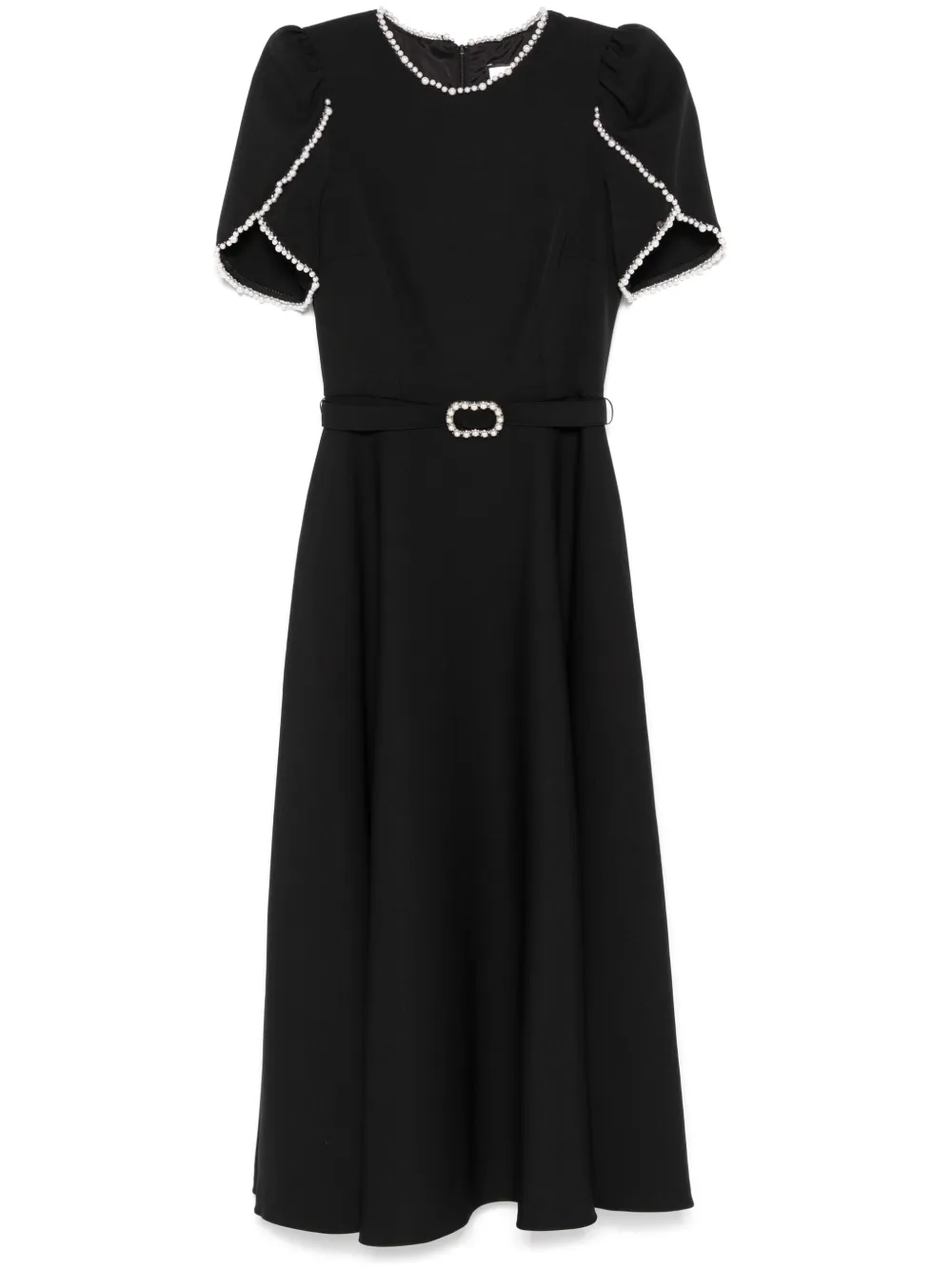 faux-pearl detailed midi dress