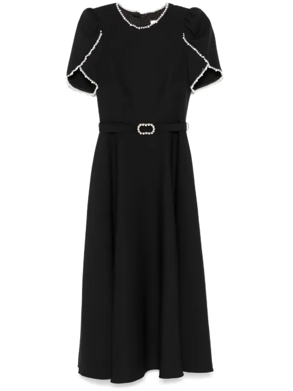 NISSA faux-pearl Detailed Midi Dress | Black | FARFETCH