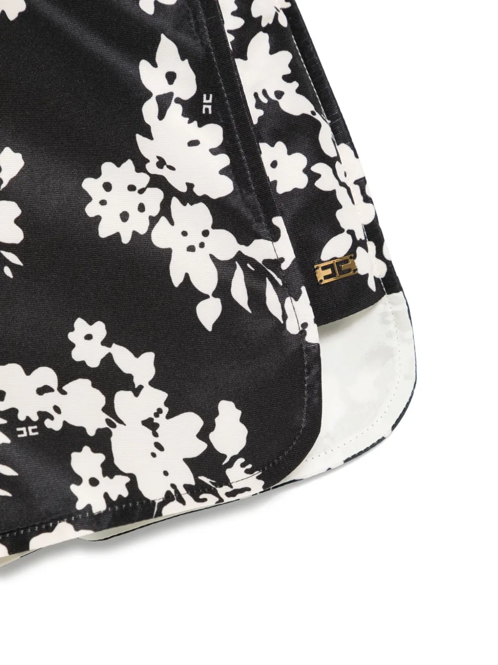 Shop Elisabetta Franchi La Mia Bambina Floral-print Shorts In Black