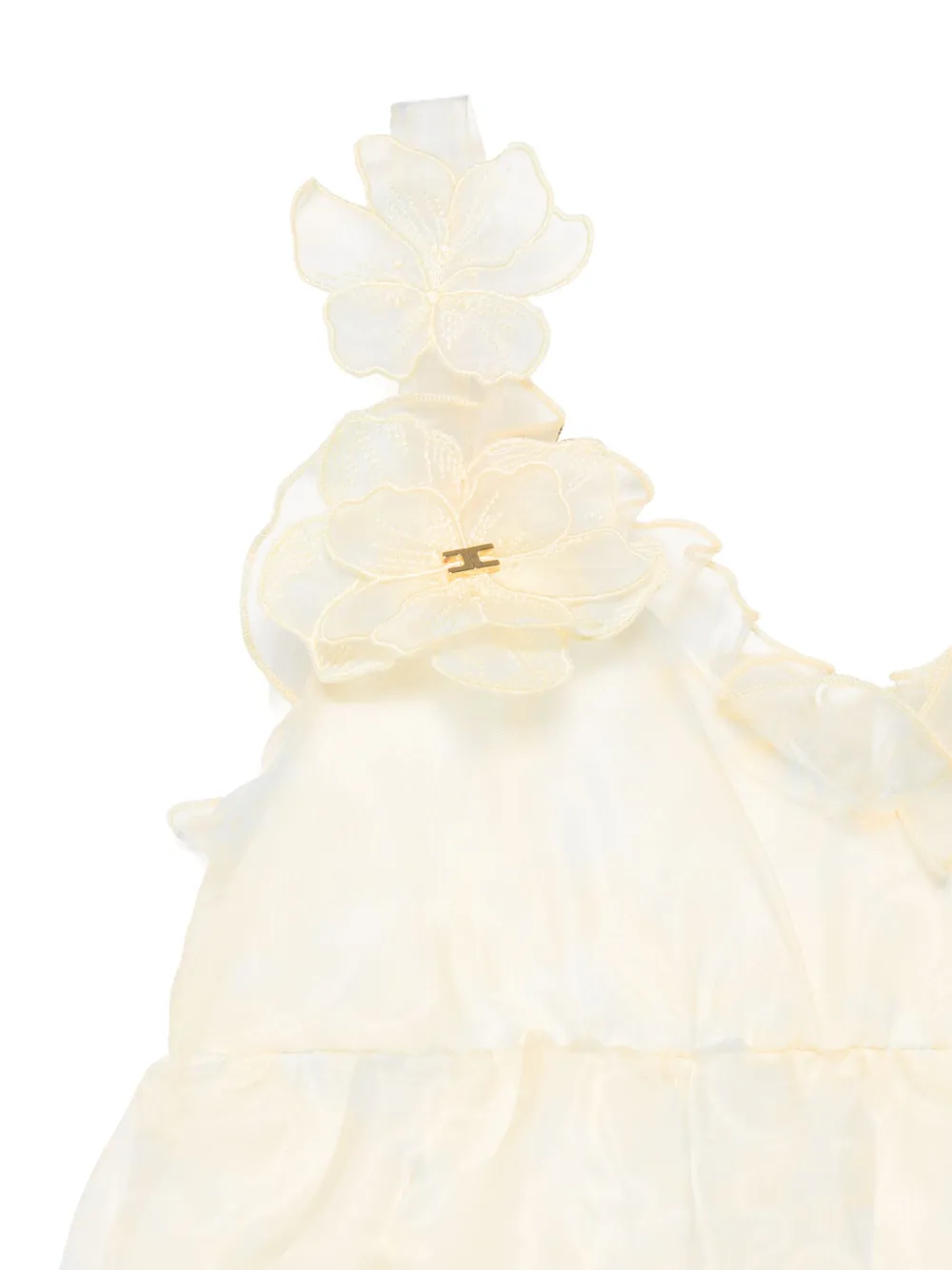 Elisabetta Franchi La Mia Bambina Organza jurk met bloemenapplicatie Geel