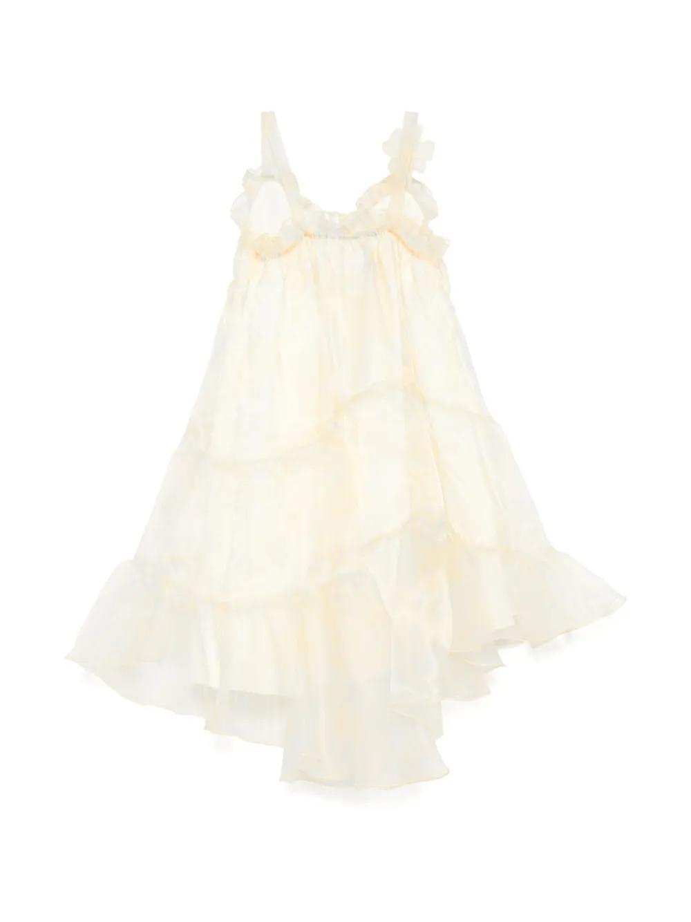 Elisabetta Franchi La Mia Bambina Organza jurk met bloemenapplicatie - Geel