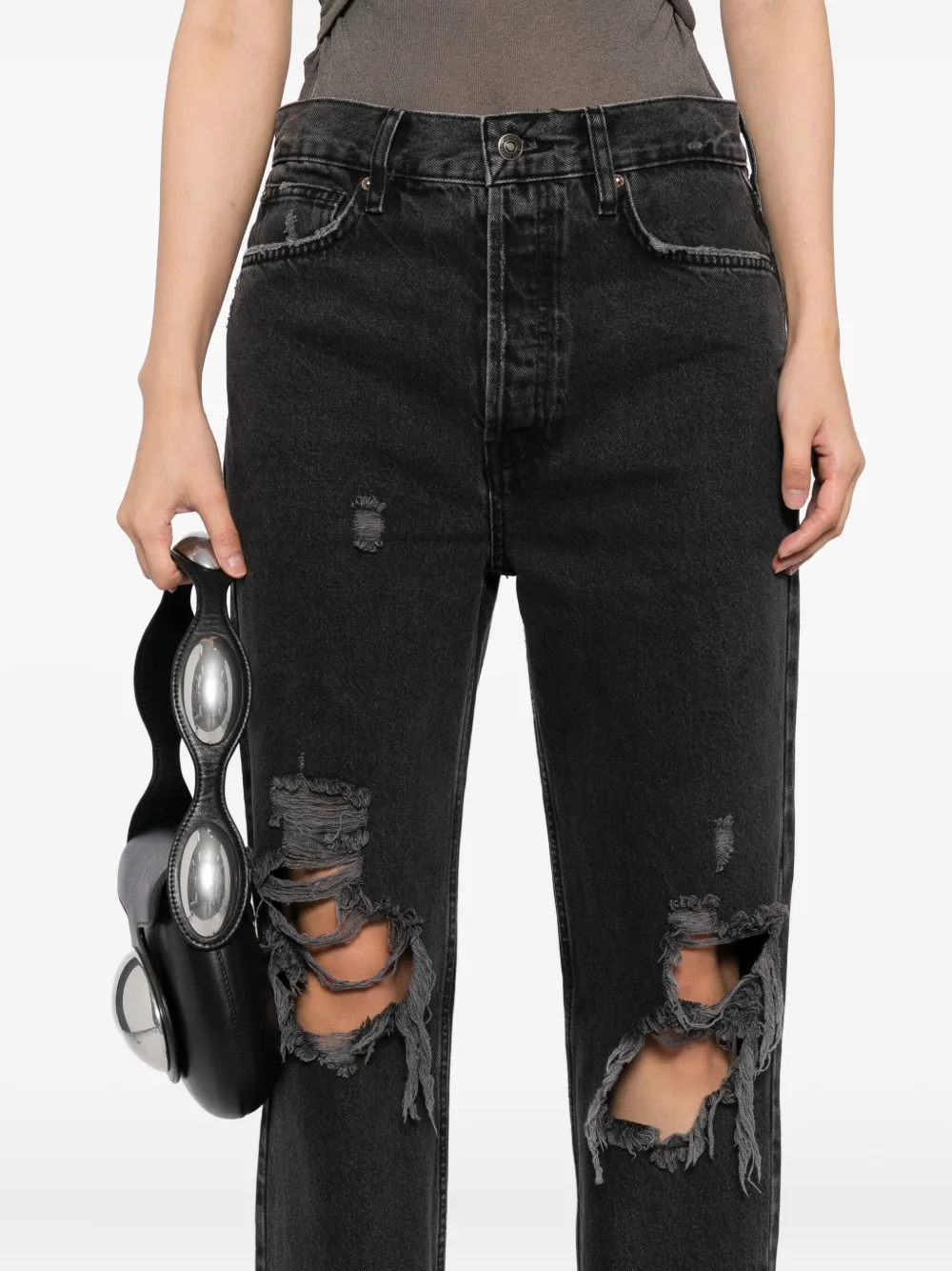 Free People Lasso katoenen jeans Zwart