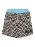 Balmain Kids Labyrinth-jacquard shorts - Black