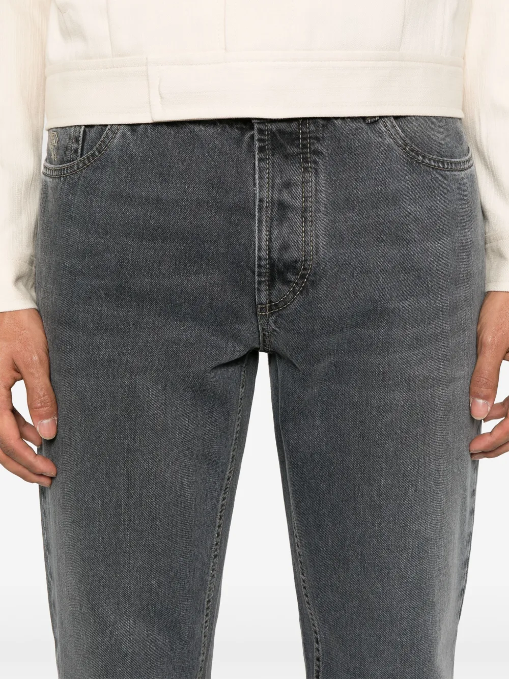 Brunello Cucinelli Jeans met geborduurd logo Grijs