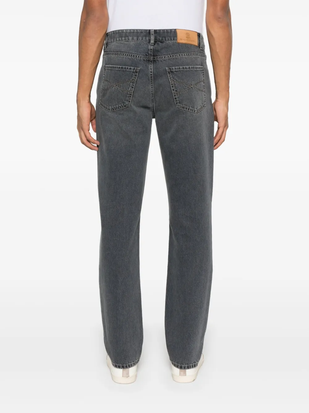 Brunello Cucinelli Jeans met geborduurd logo Grijs