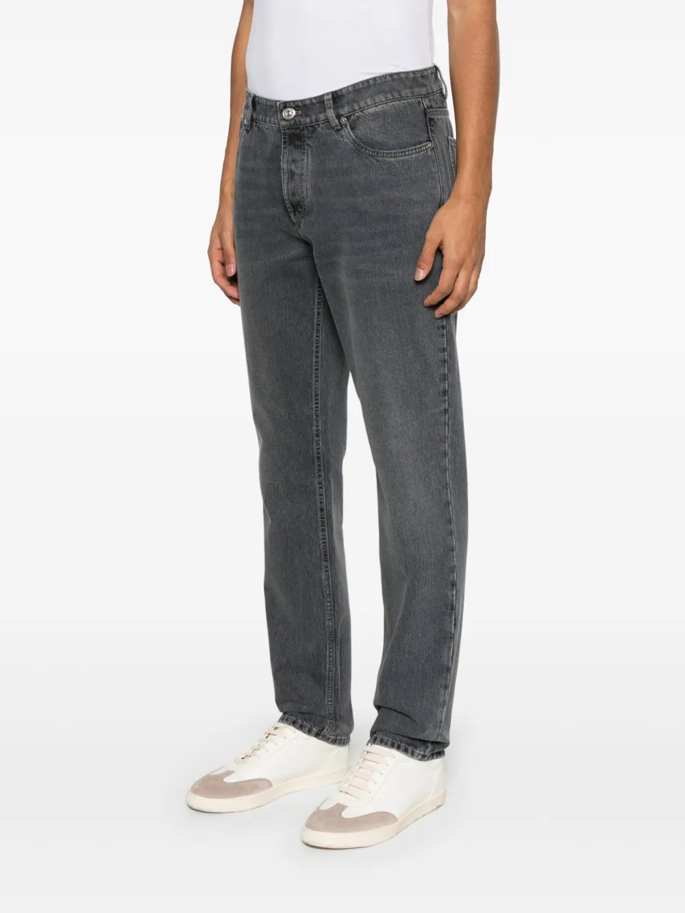Brunello Cucinelli Jeans met geborduurd logo Grijs