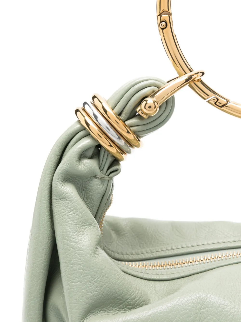 Chloé Bracelet Small Leather Shoulder Bag In Green