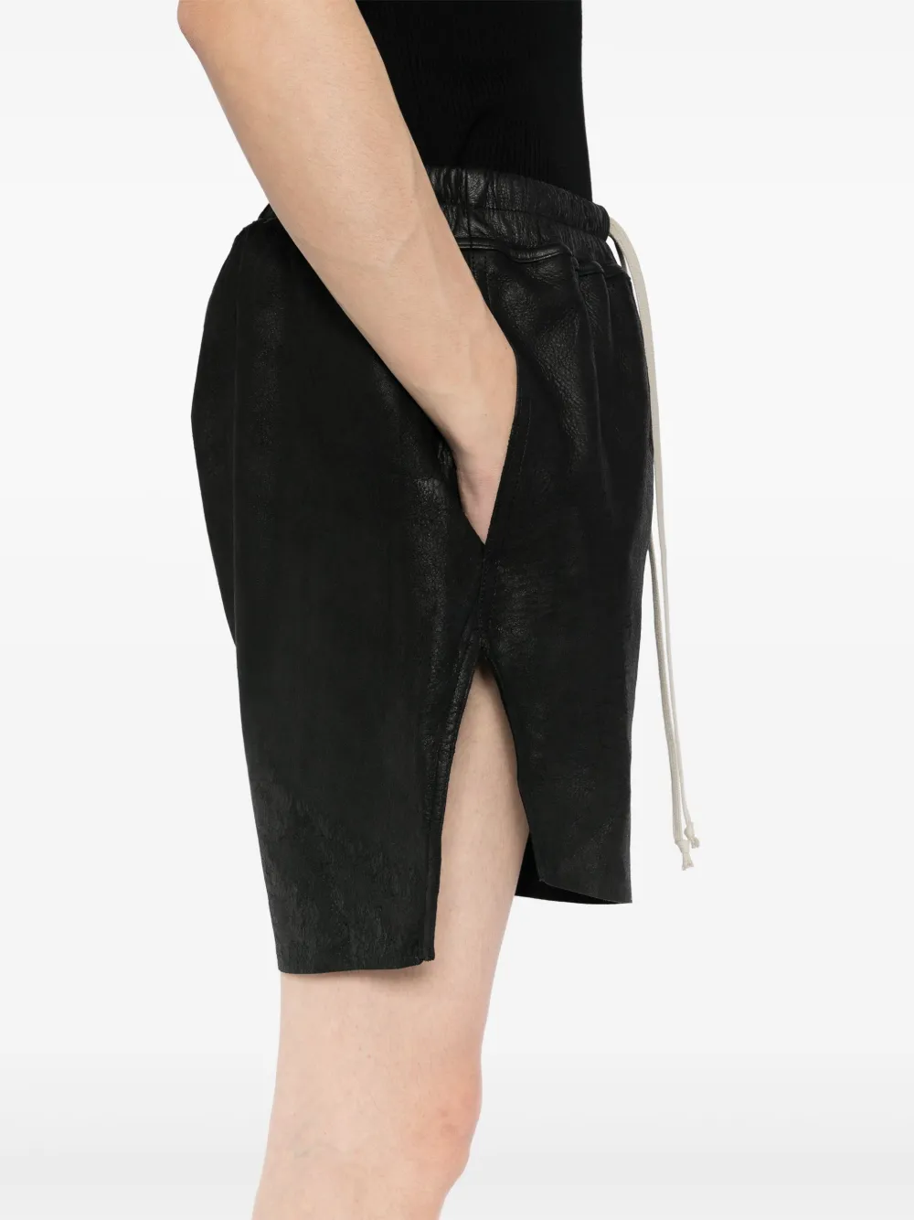 Rick Owens Leren shorts Zwart