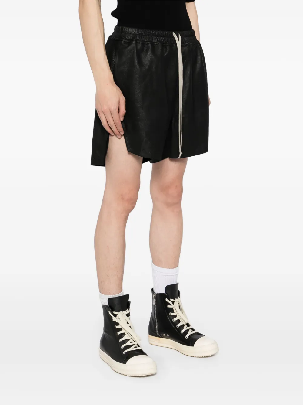 Rick Owens Leren shorts Zwart