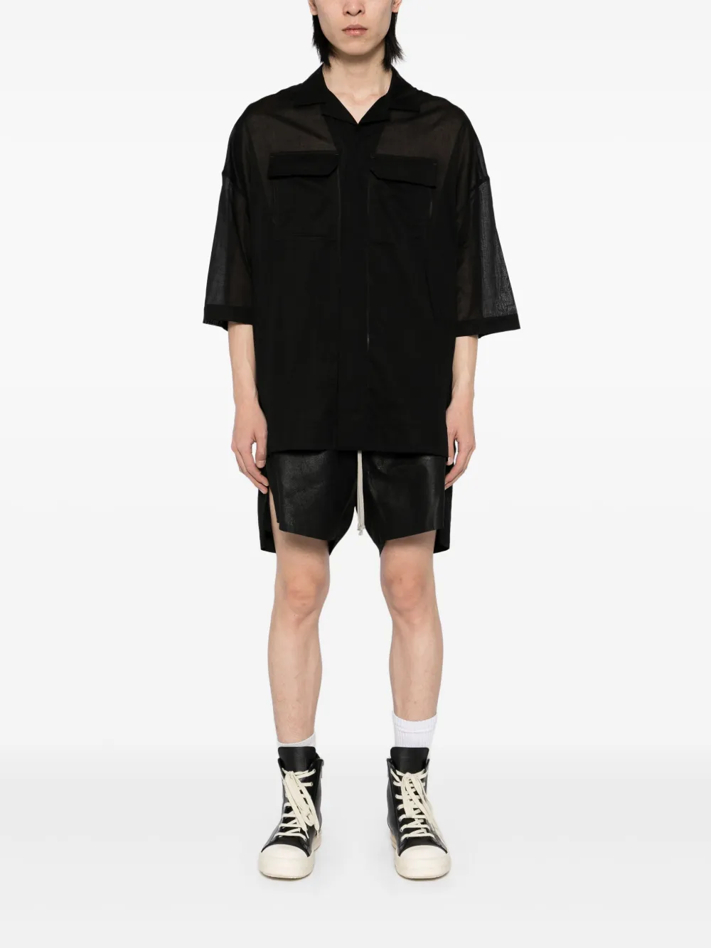 Rick Owens Leren shorts - Zwart