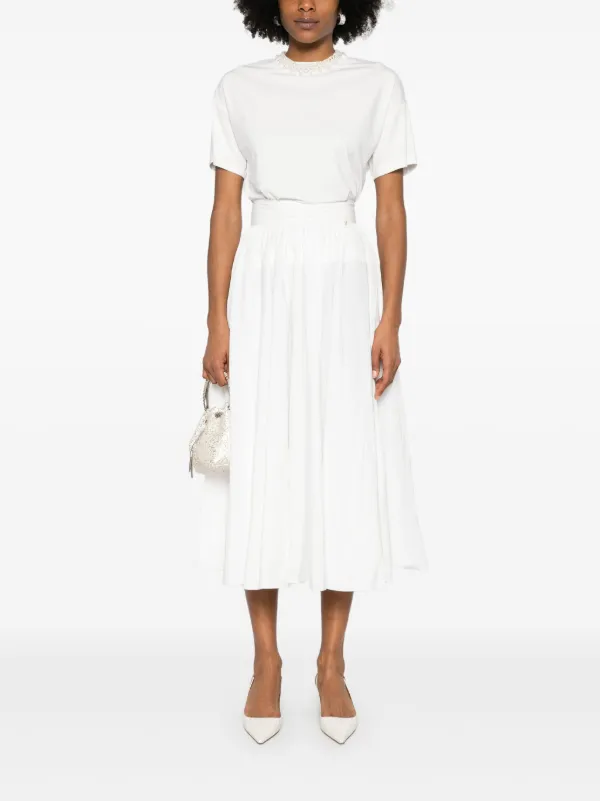 NISSA Flared Midi Skirt | White | FARFETCH