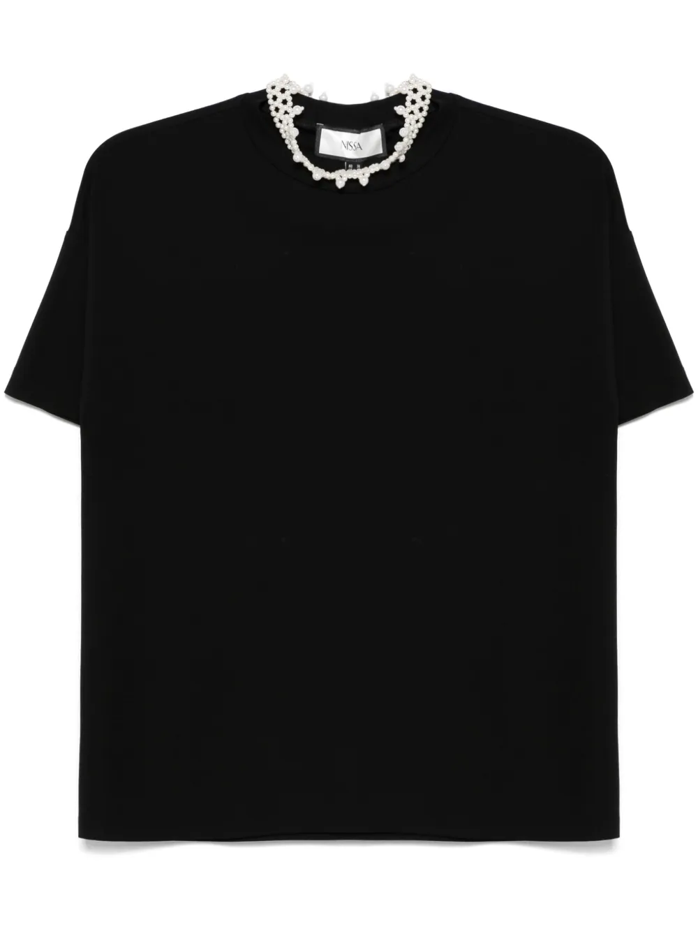 detachable faux-pearl T-shirt