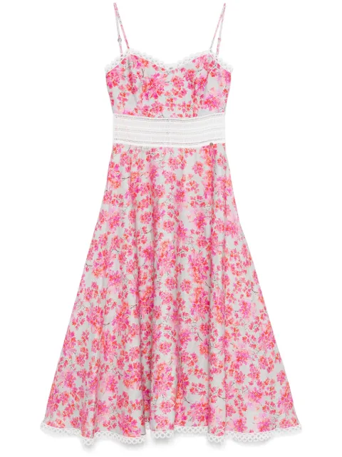 NISSA floral-print linen midi dress