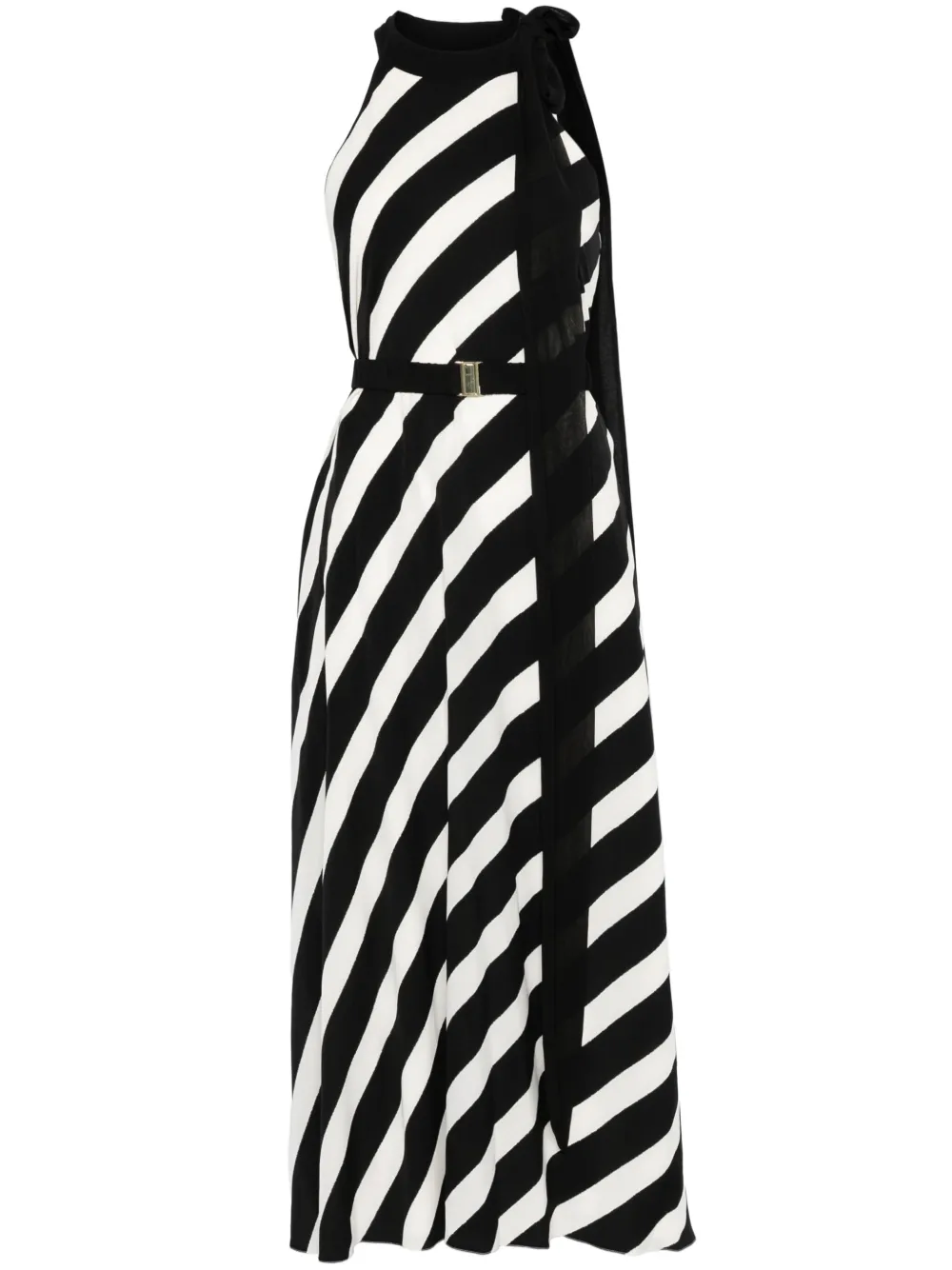 NISSA robe mi-longue à rayures | noir | Image 1