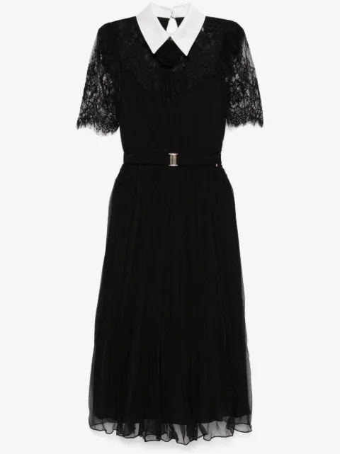 NISSA lace-detail silk midi dress