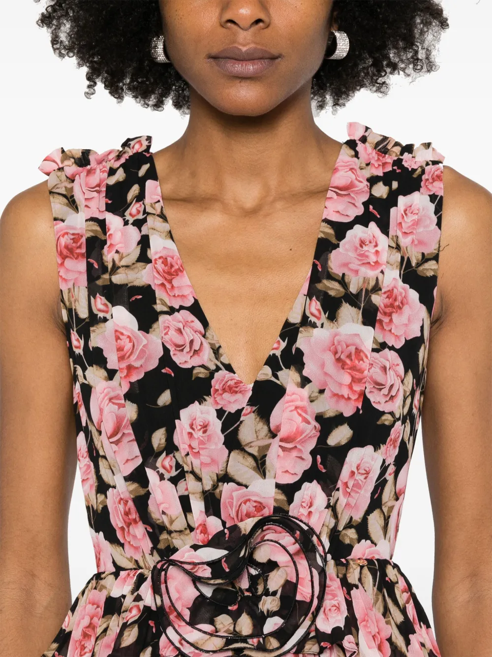 NISSA Midi-jurk met bloemenprint Zwart