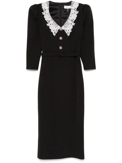NISSA lace-collar midi dress