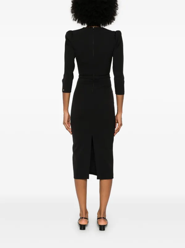 lace collared midi dress self-portrait - Burgundy Lace Collared Midi Dress