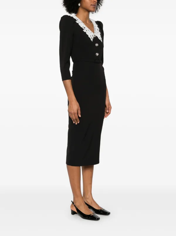 NISSA lace-collar Midi Dress | Black | FARFETCH