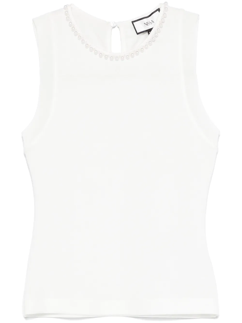 faux-pearl tank top