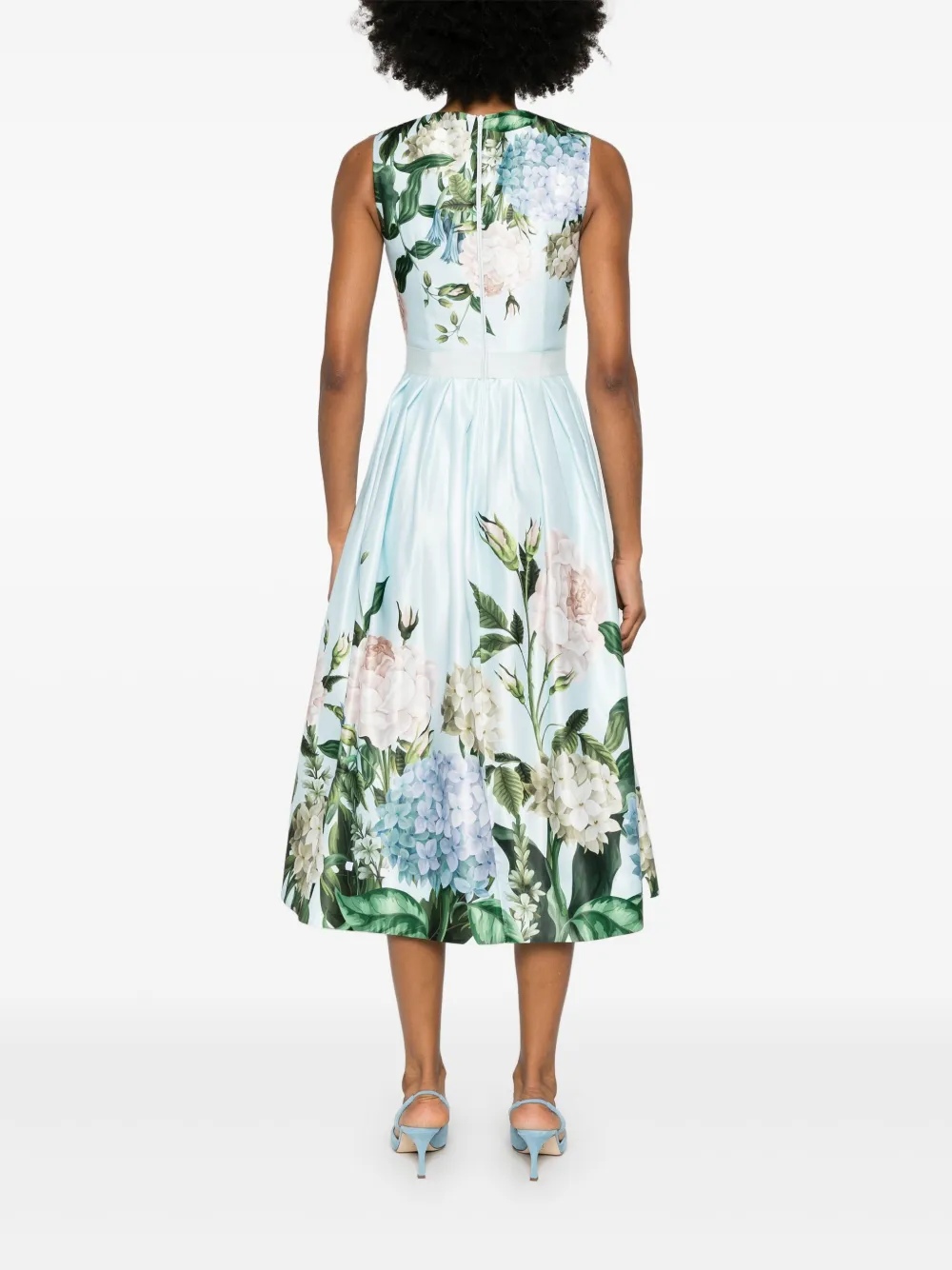 NISSA Taffeta midi-jurk met bloemenprint Blauw