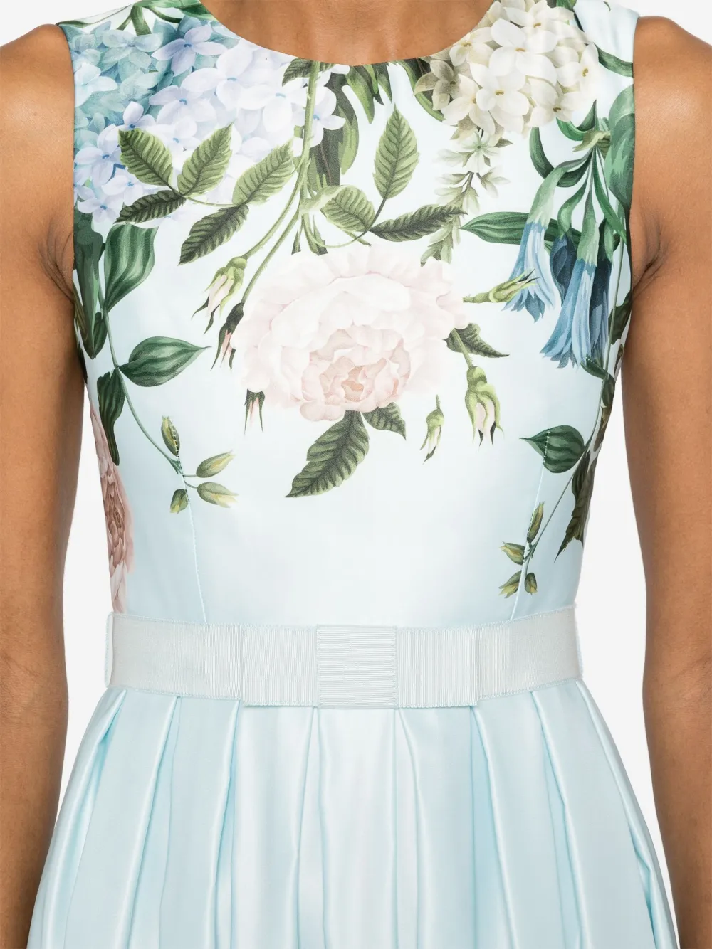 NISSA Taffeta midi-jurk met bloemenprint Blauw