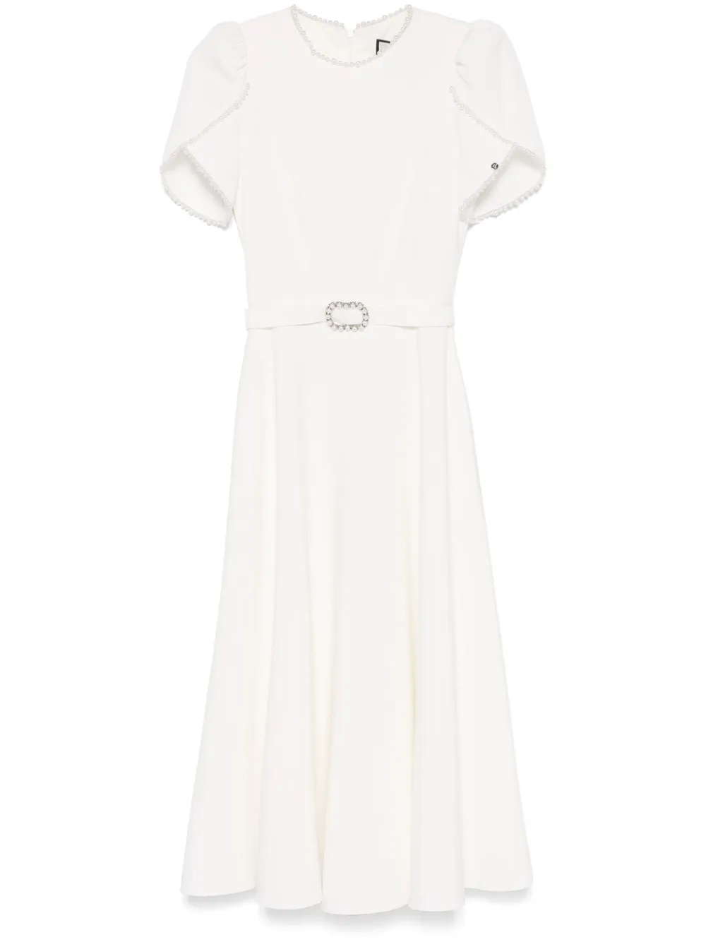 faux-pearl detailed midi dress