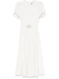 NISSA faux-pearl detailed midi dress - White