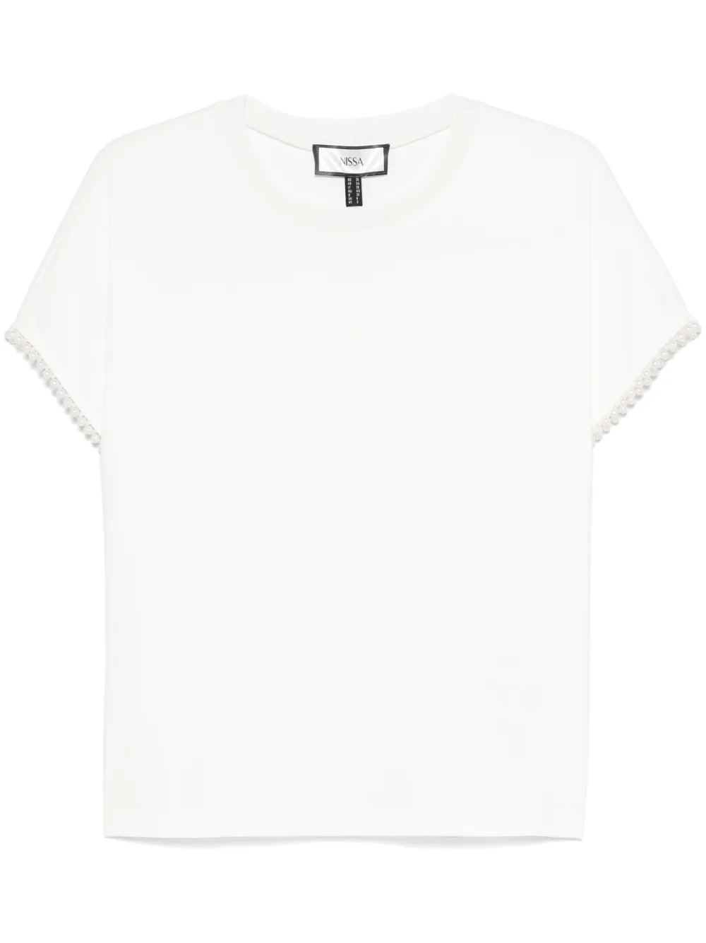 faux-pearl detailed T-shirt