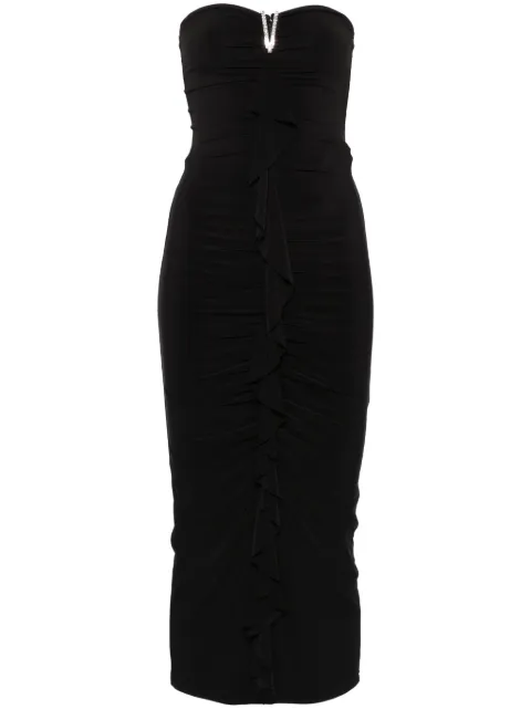 NISSA vestido midi con detalle de volantes