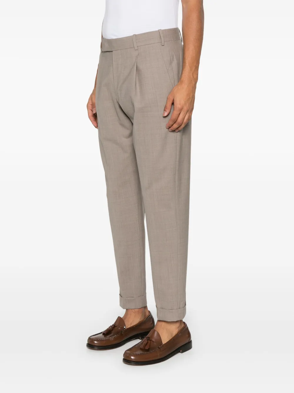 PT Torino Broek met geplooid detail Bruin