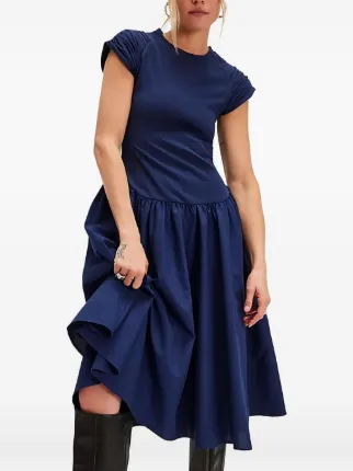 free people afternoon elegance midi dress Free People Afternoon Elegance pleated-shoulder Midi Dress | Blue