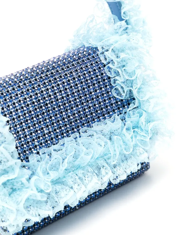 Self-Portrait Crystal lace-detail Bag | Blue | FARFETCH SG