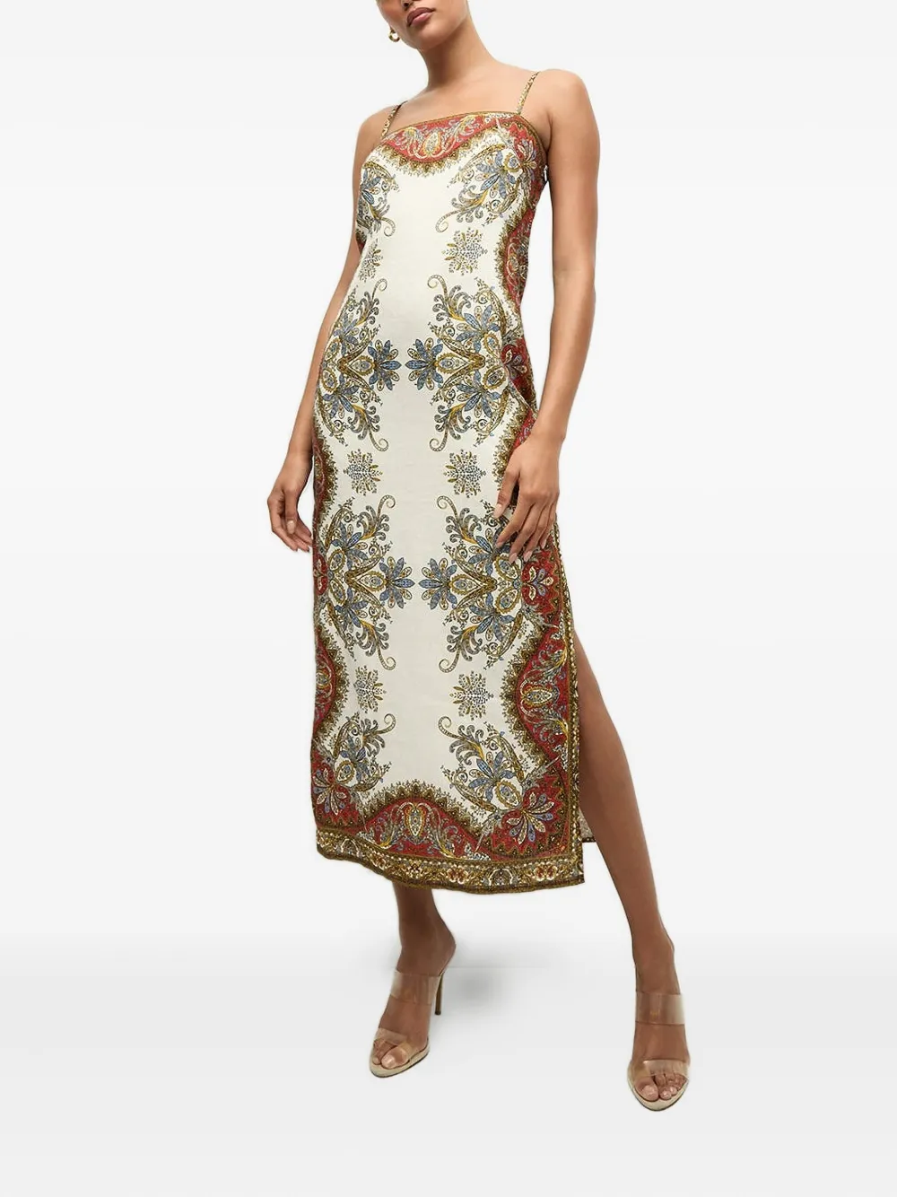 Veronica Beard Petra paisley-print midi dress Beige