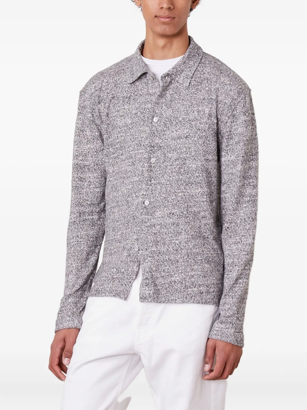Officine Generale Bryan speckled long-sleeve shirt Grijs