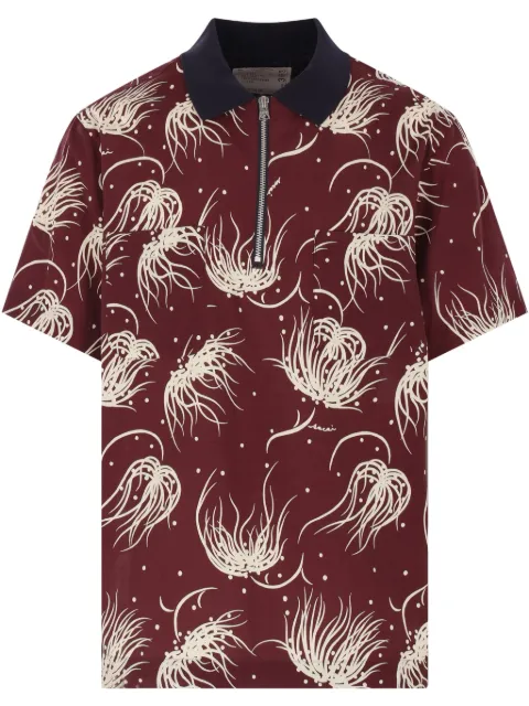 sacai graphic-print polo shirt