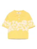 MSGM Kids floral-intarsia polo shirt - Yellow